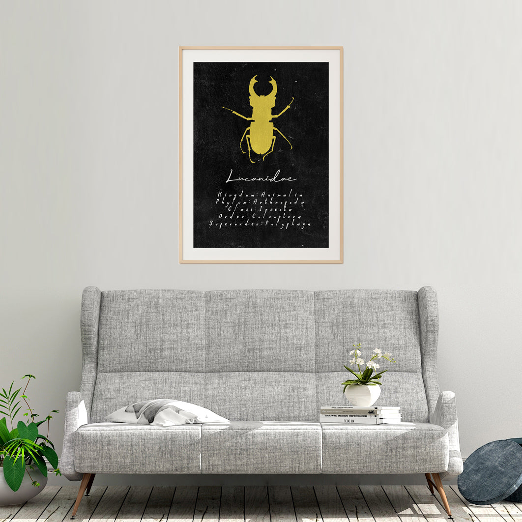 Stagle Beetle Insect Art Print, Entomology Decor for Bug Lovers
