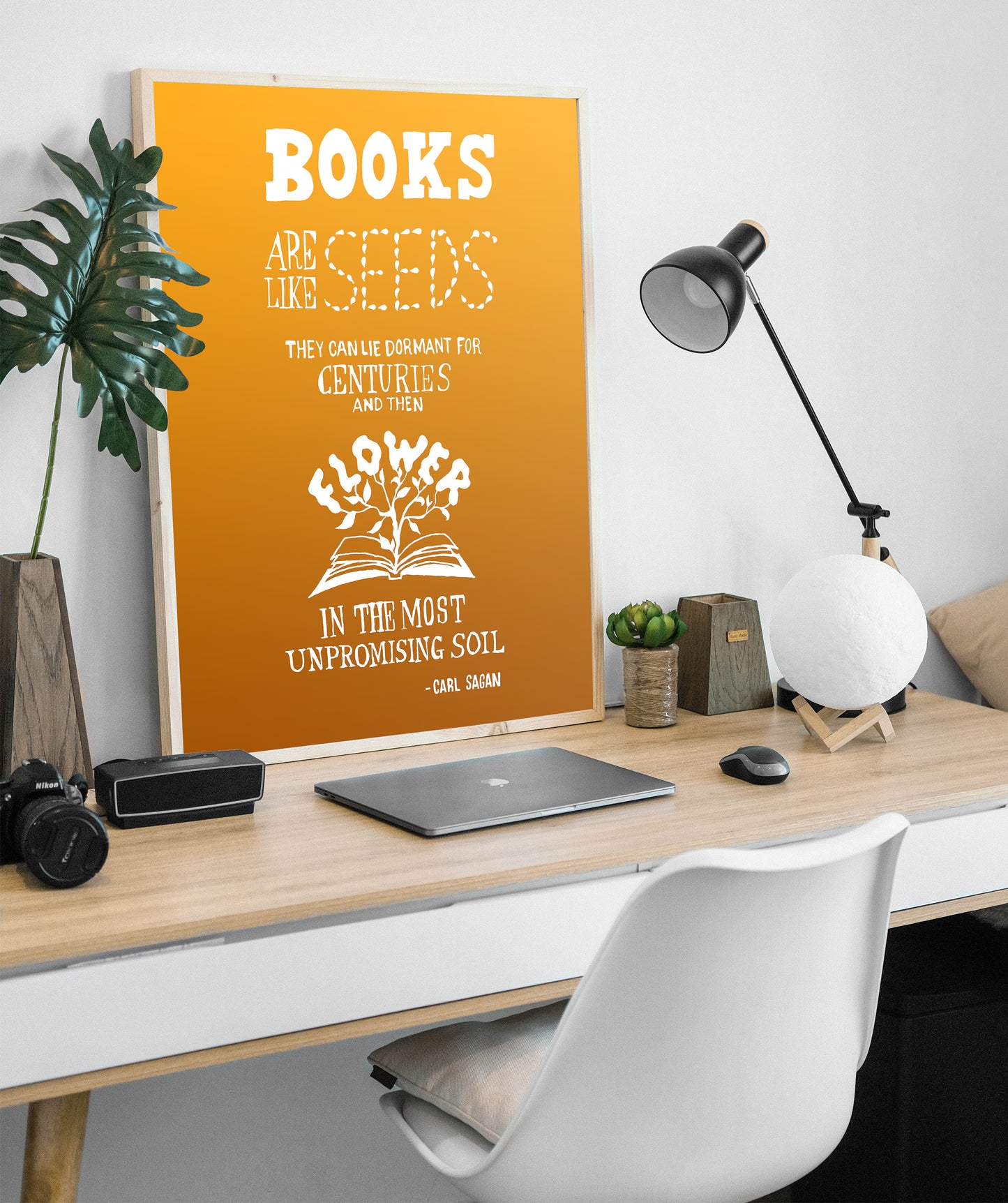 Carl Sagan Quote Book Lover Art Print, Books Are Like Seeds, Literary Decor