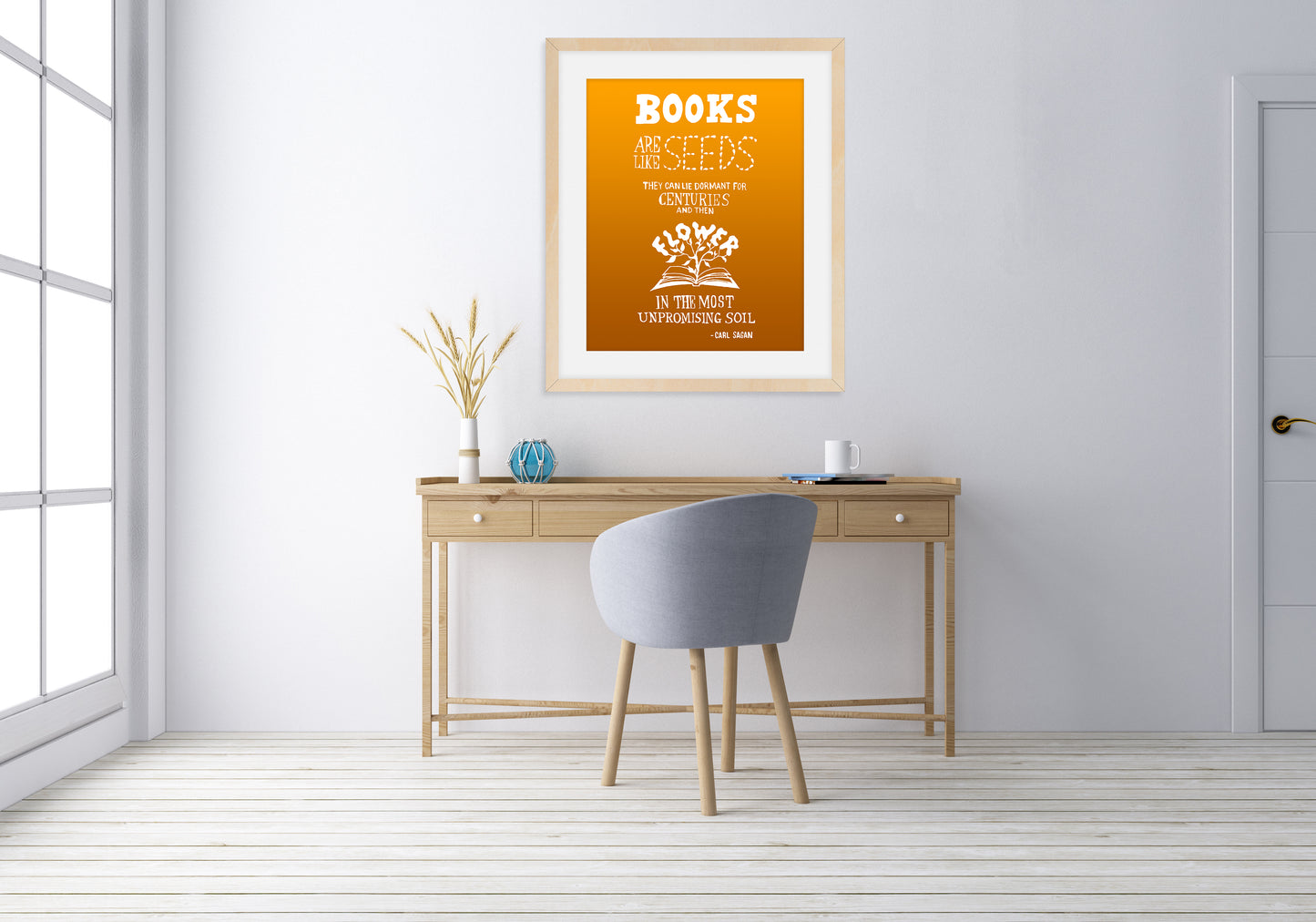 Carl Sagan Quote Book Lover Art Print, Books Are Like Seeds, Literary Decor