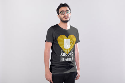 Coffee & Books T-shirt, Caffeine Addict and Bookworm Graphic Tee
