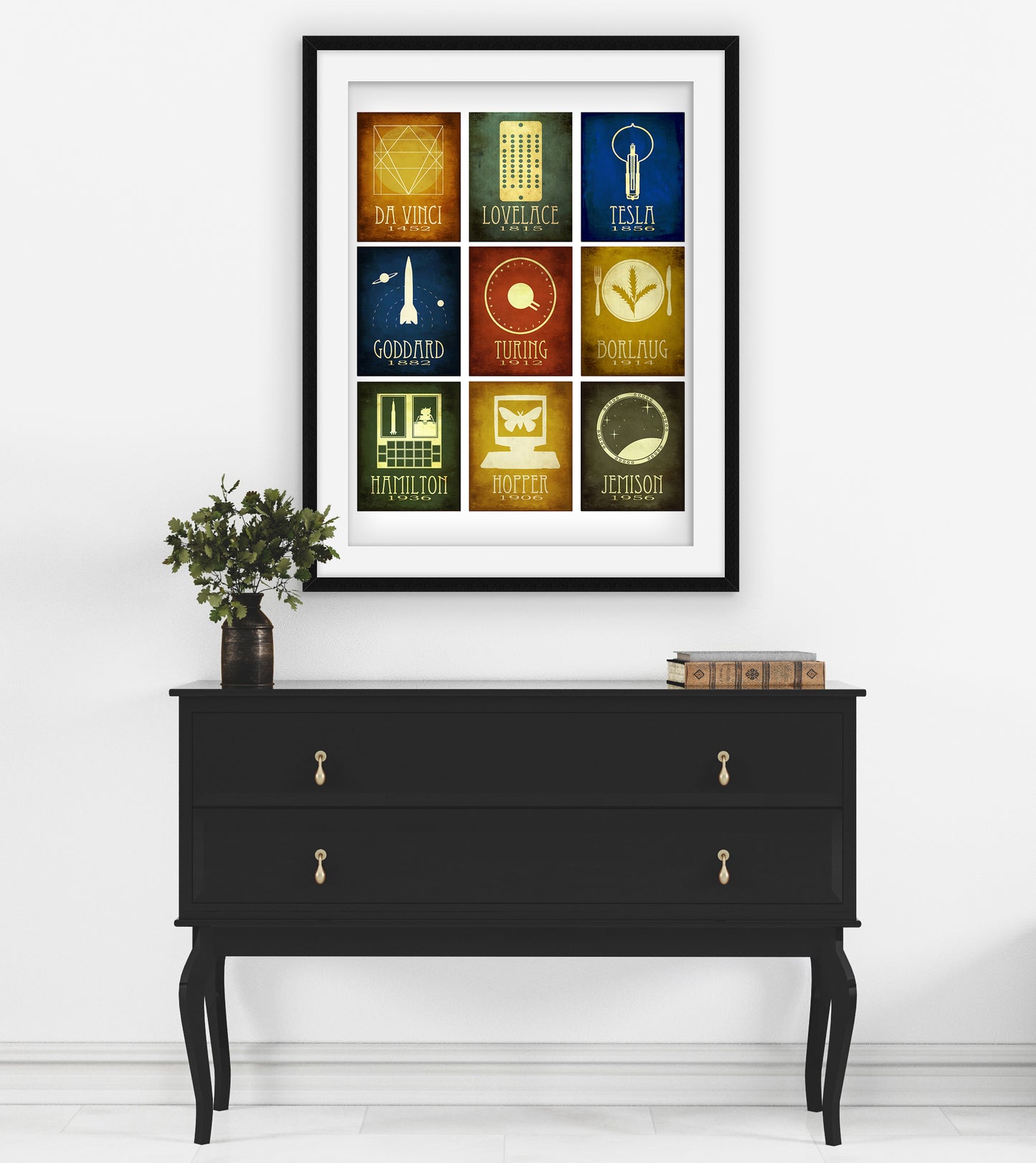 Engineering Art Print, Nine Engineers in History