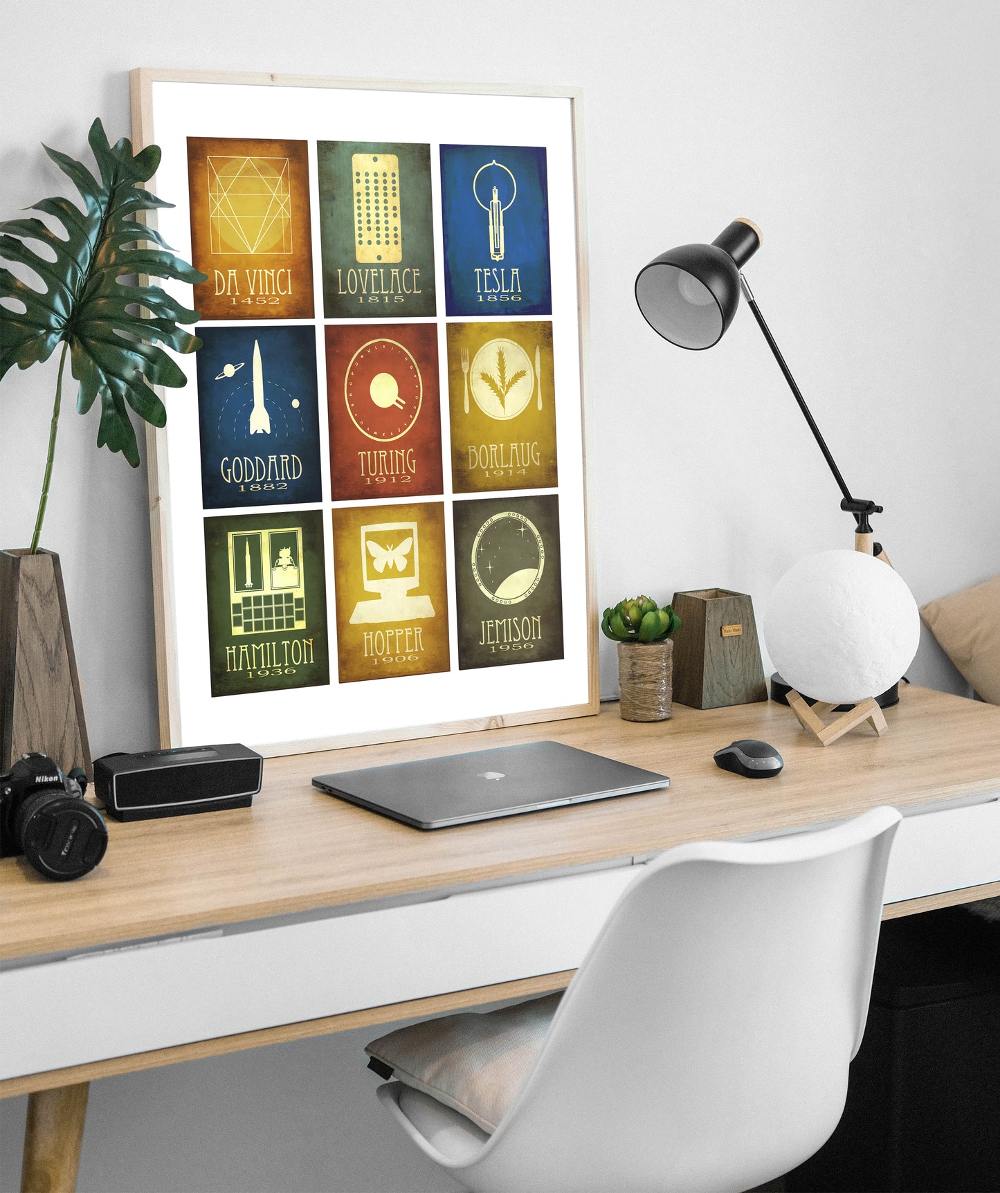 Engineering Art Print, Nine Engineers in History
