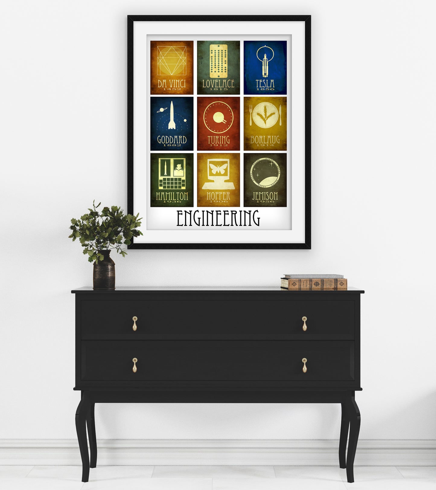 Engineering Art Print, Nine Engineers in History