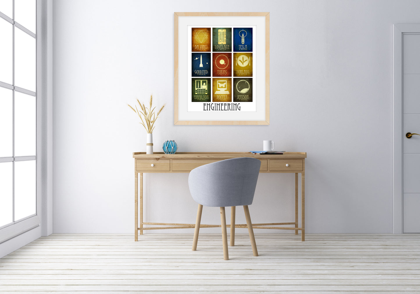 Engineering Art Print, Nine Engineers in History