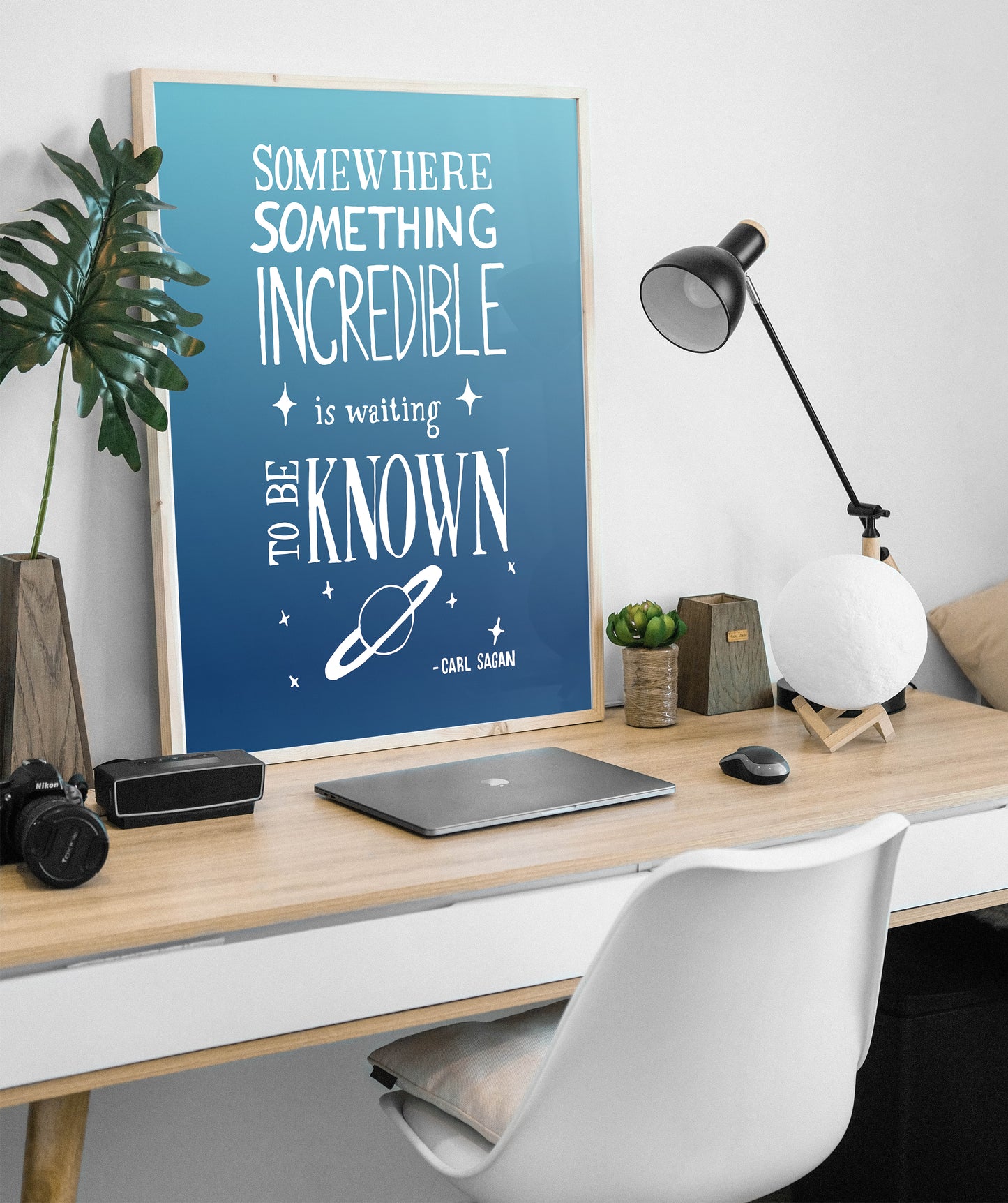 Carl Sagan 'Something Incredible' Inspiring Quote Art Print, Hand lettered Sketch
