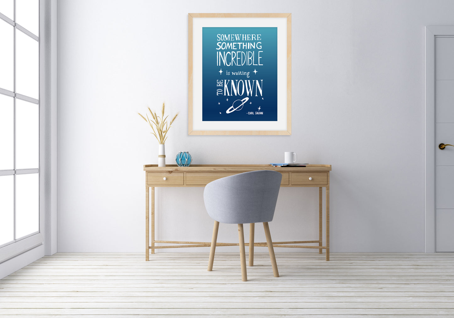 Carl Sagan 'Something Incredible' Inspiring Quote Art Print, Hand lettered Sketch
