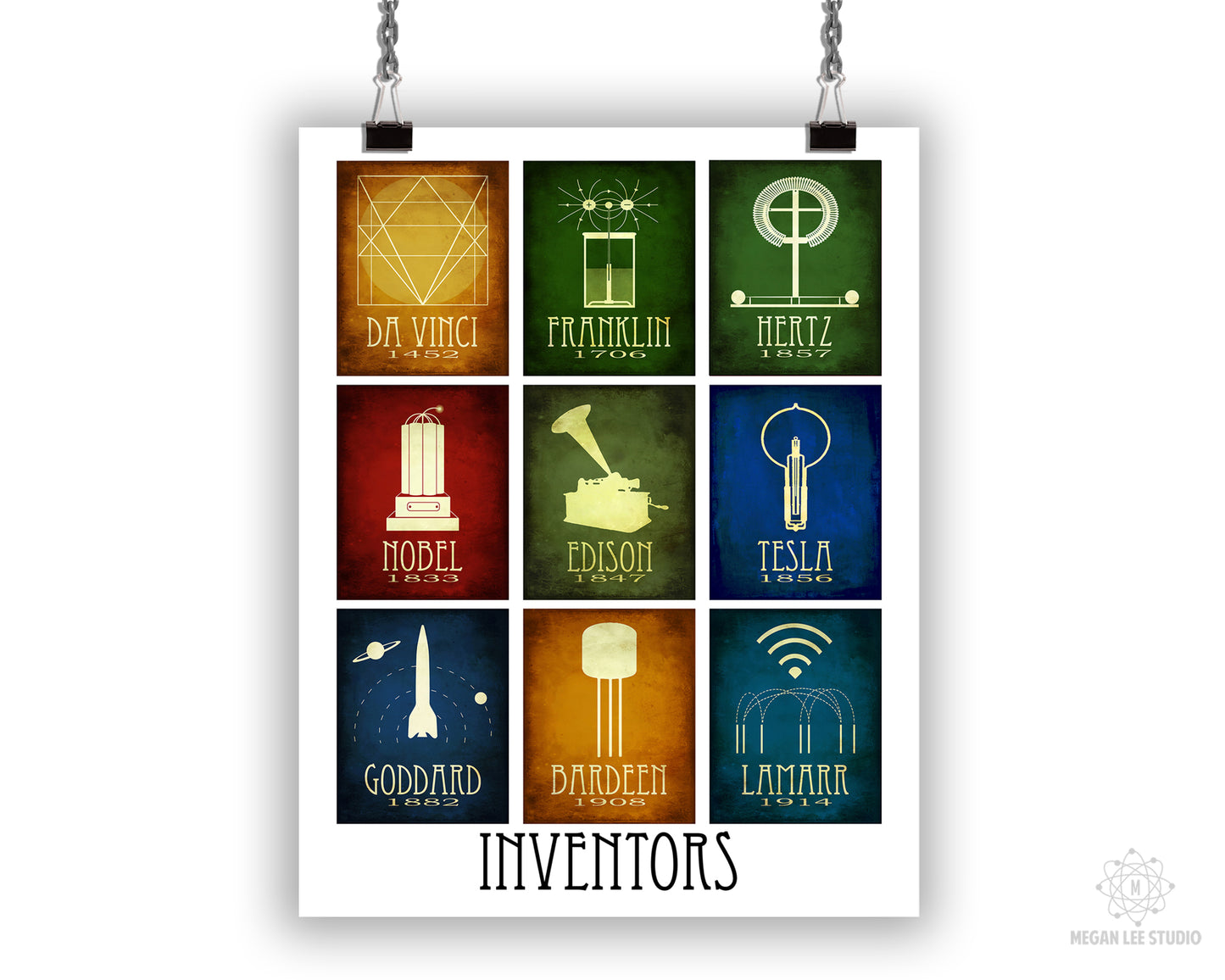 Inventors in History Mosaic Art Print