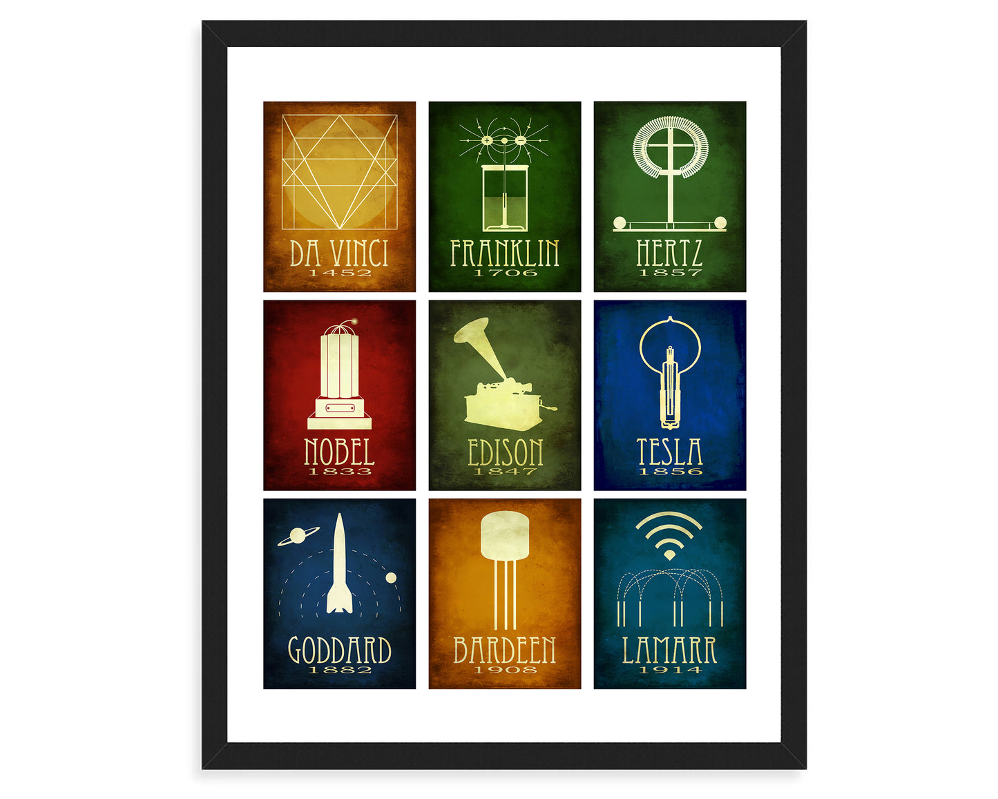 Inventors in History Mosaic Art Print