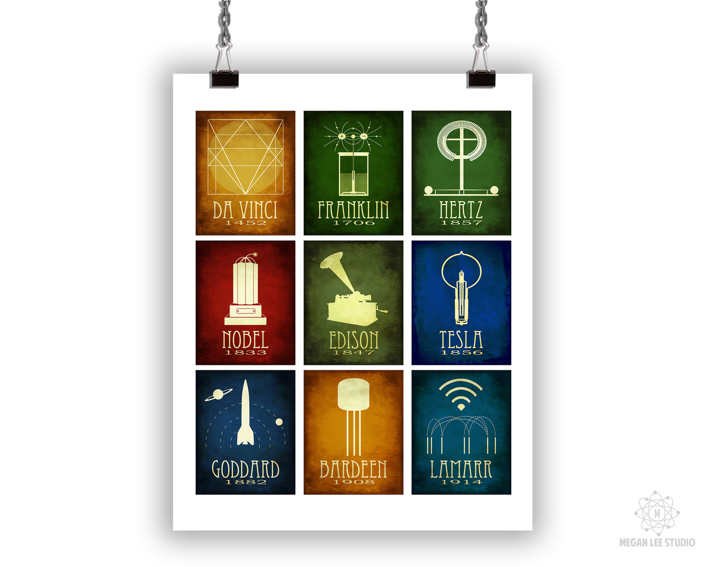 Inventors in History Mosaic Art Print