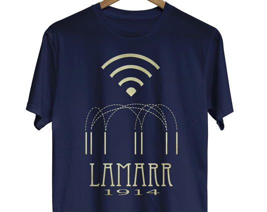 Hedy Lamarr science t-shirt representing the invention wifi