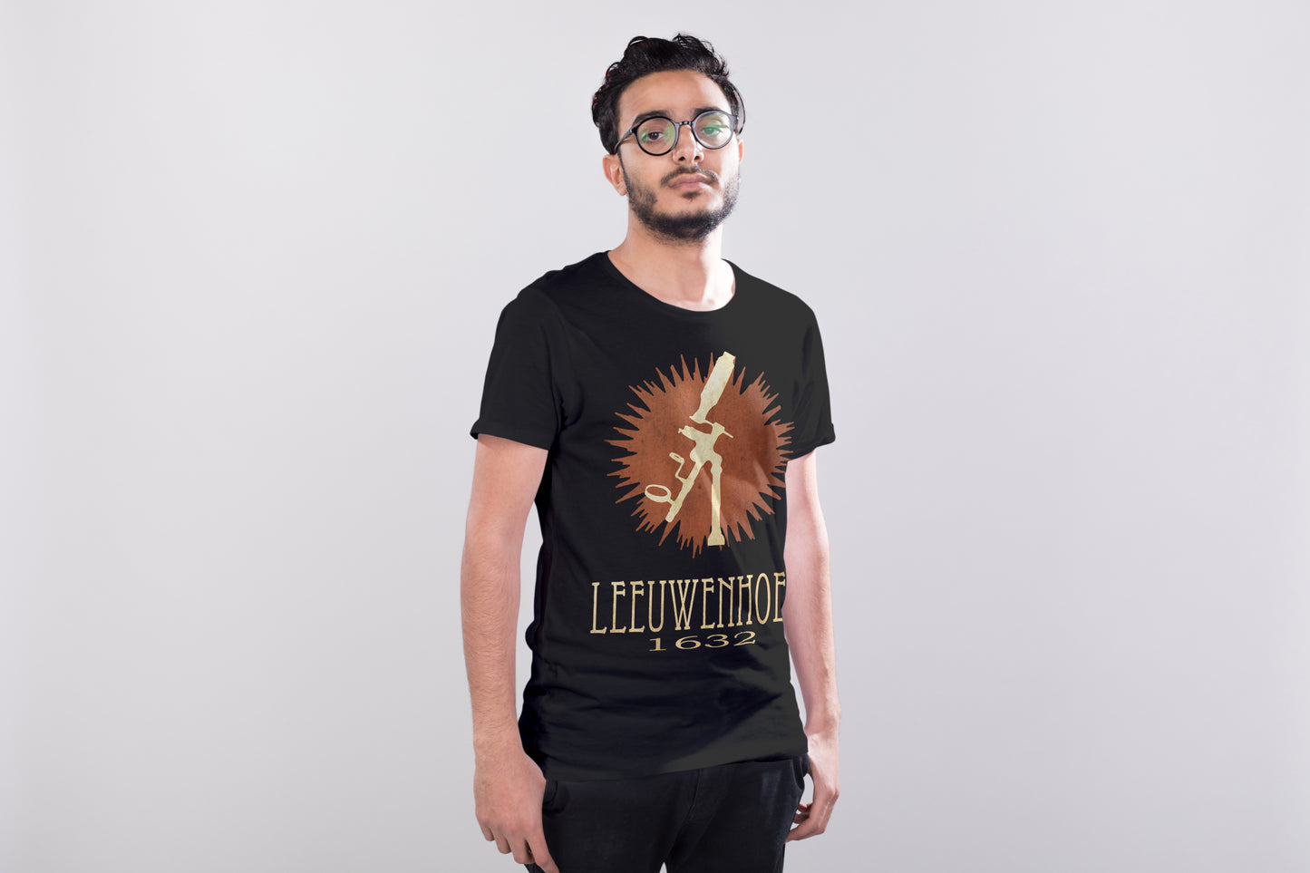 Leeuwenhoek Microbiology T-shirt, Microscope and Bacteria Graphic Tee