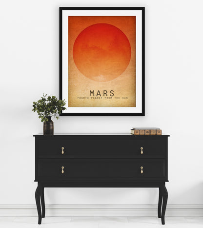 Mars Red Planet Art Print, Solar System and Outer Space Decor