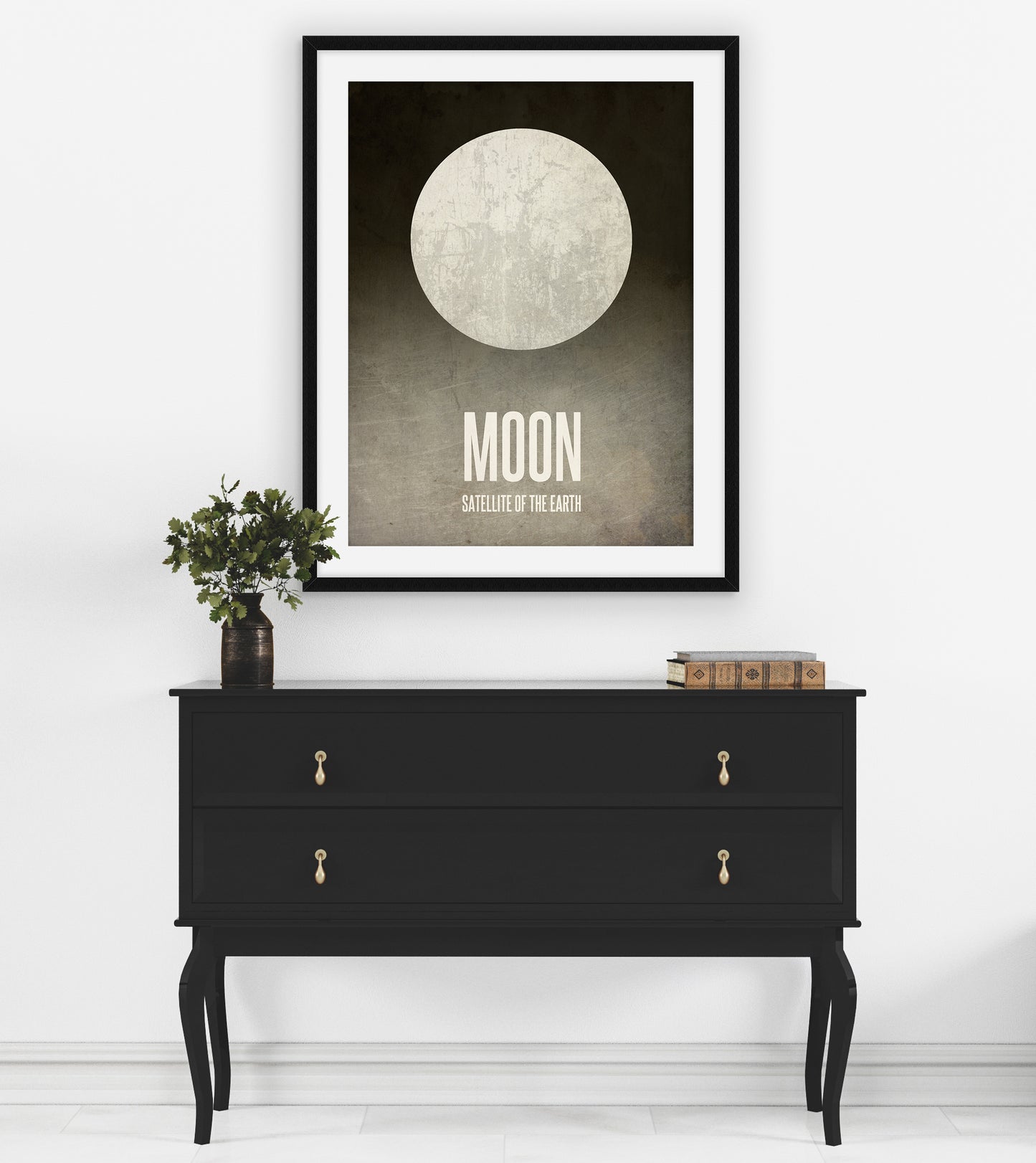 Moon Minimalist Lunar Art Print, Solar System and Outer Space Decor