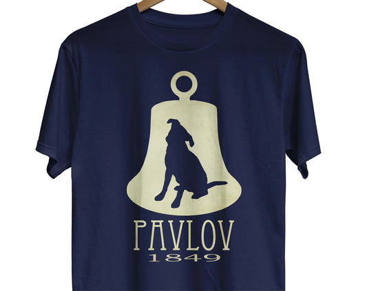 Ivan Pavlov psychology t-shirt with a dog and bell design to represent his work with classical conditioning