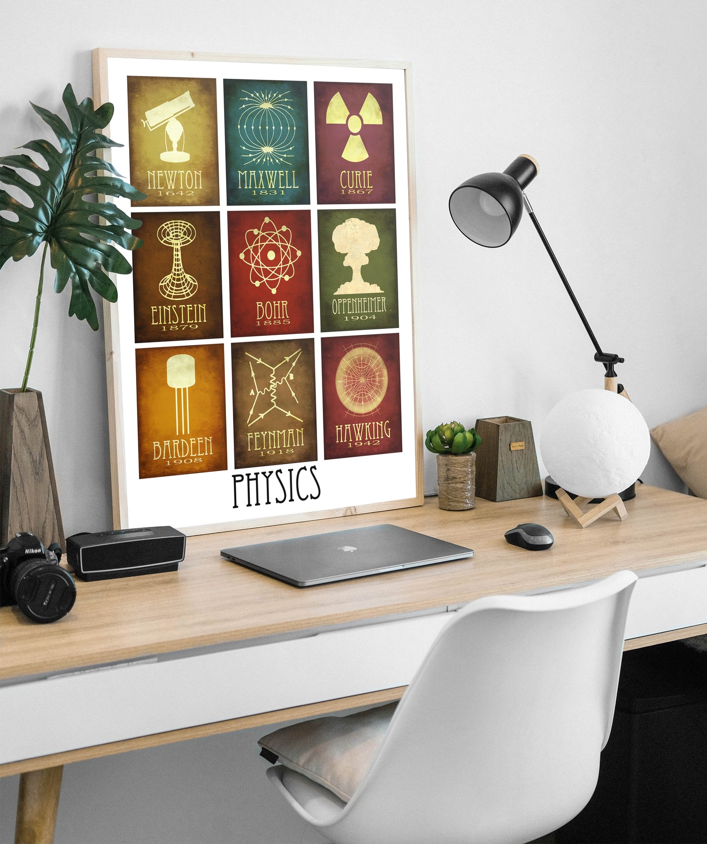 Physics Mosaic Art Print, 9 Physicists in History