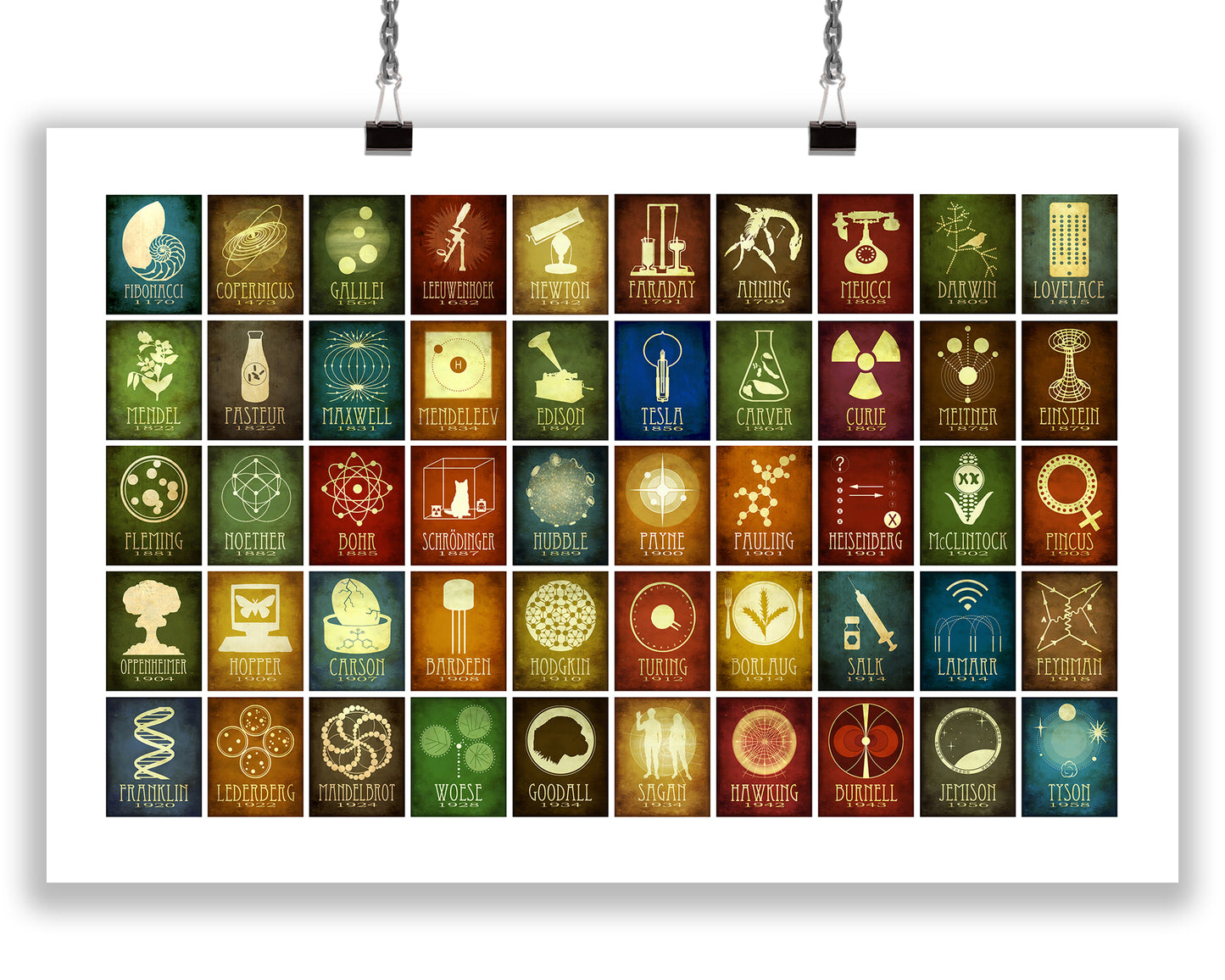 50 Rock Star Scientists Mosaic Art Print