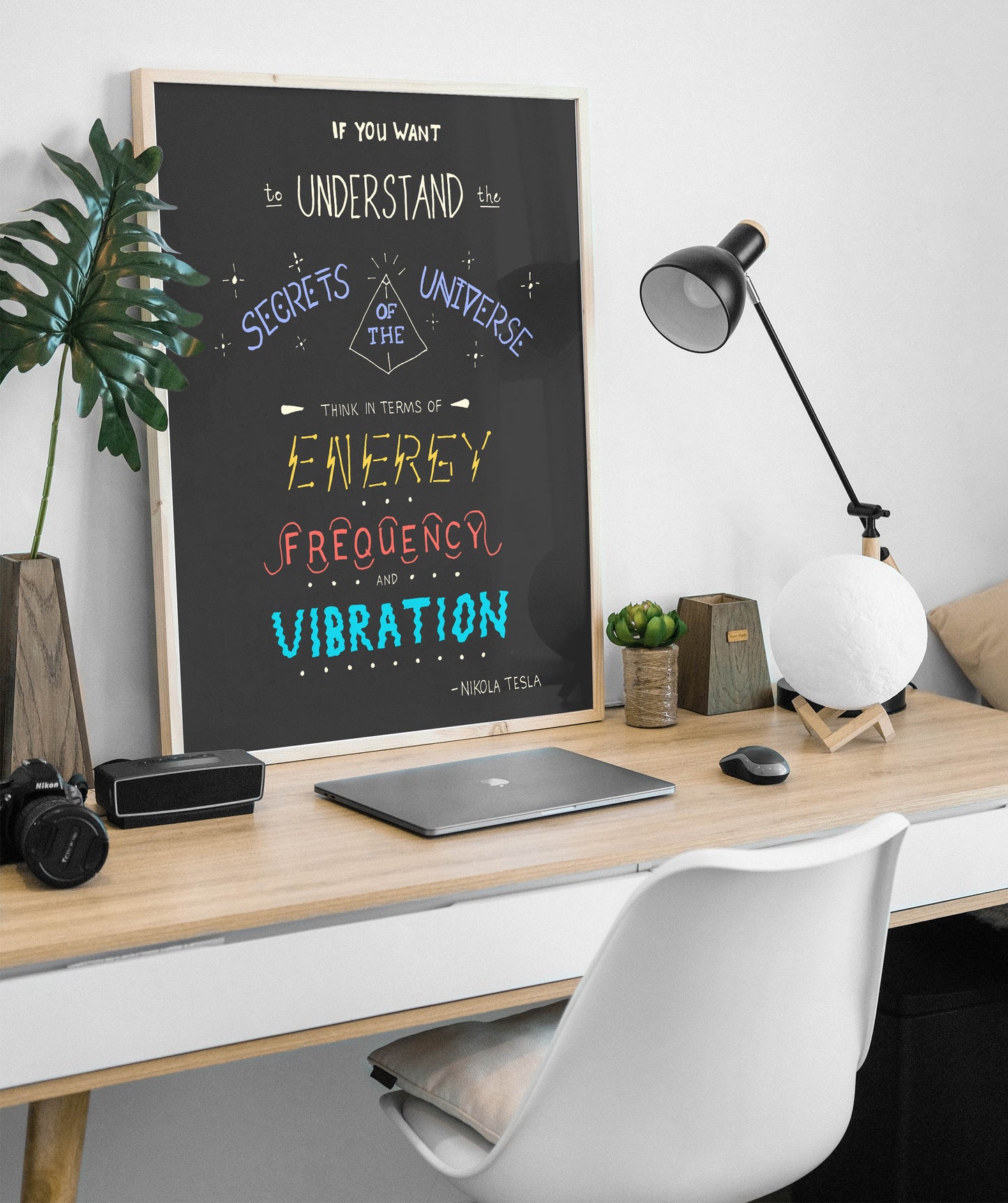 Secrets of the Universe, Nikola Tesla Quote Art Print