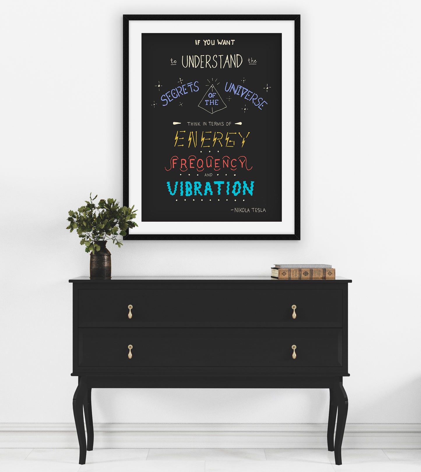 Secrets of the Universe, Nikola Tesla Quote Art Print