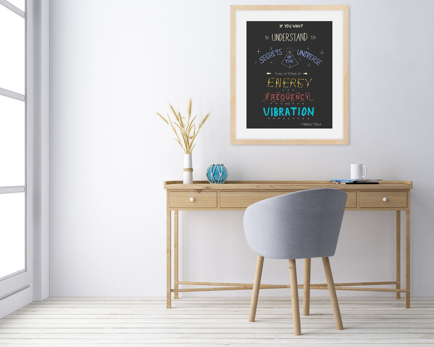 Secrets of the Universe, Nikola Tesla Quote Art Print