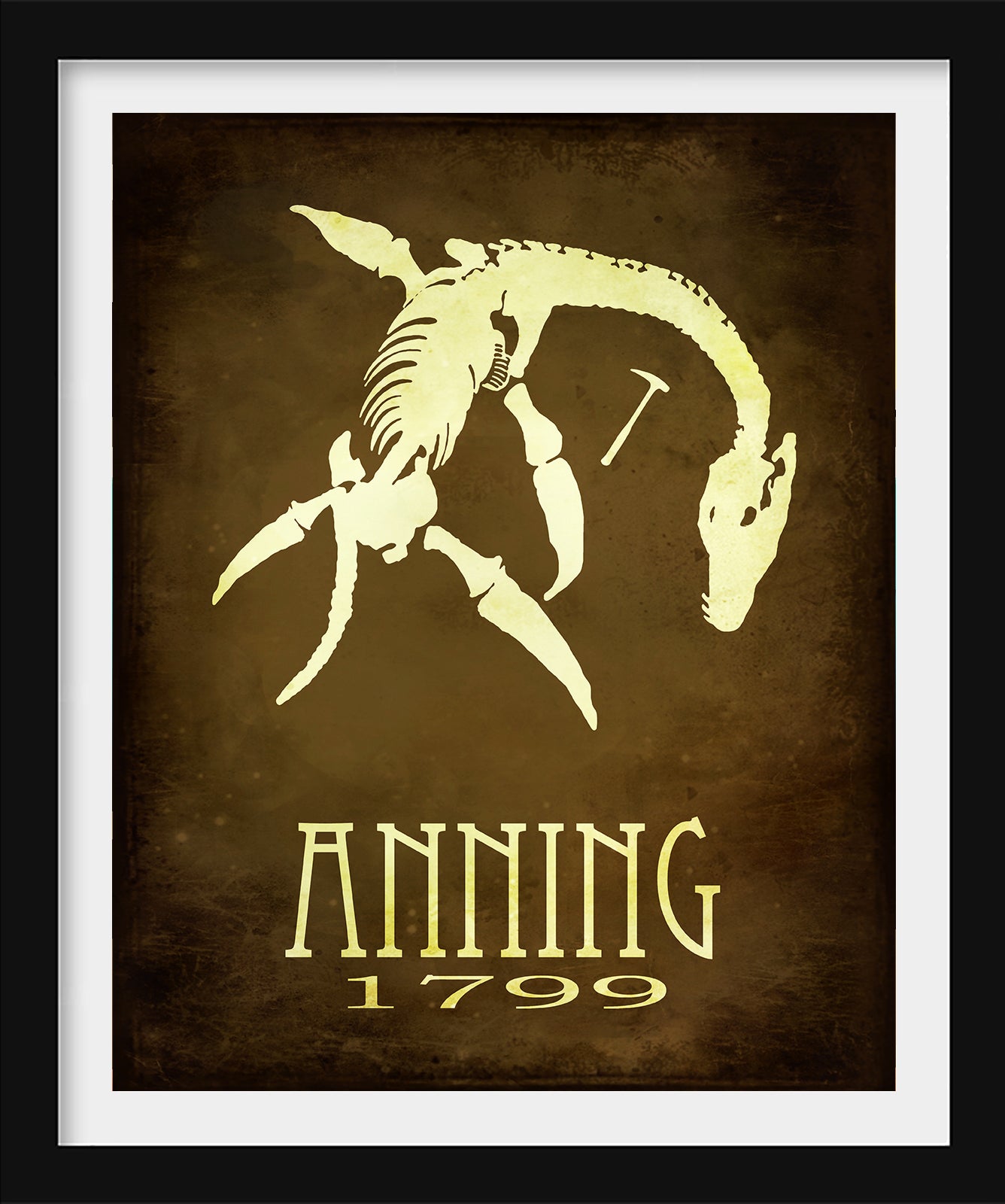 Mary Anning Dinosaur Art Print, Paleontology