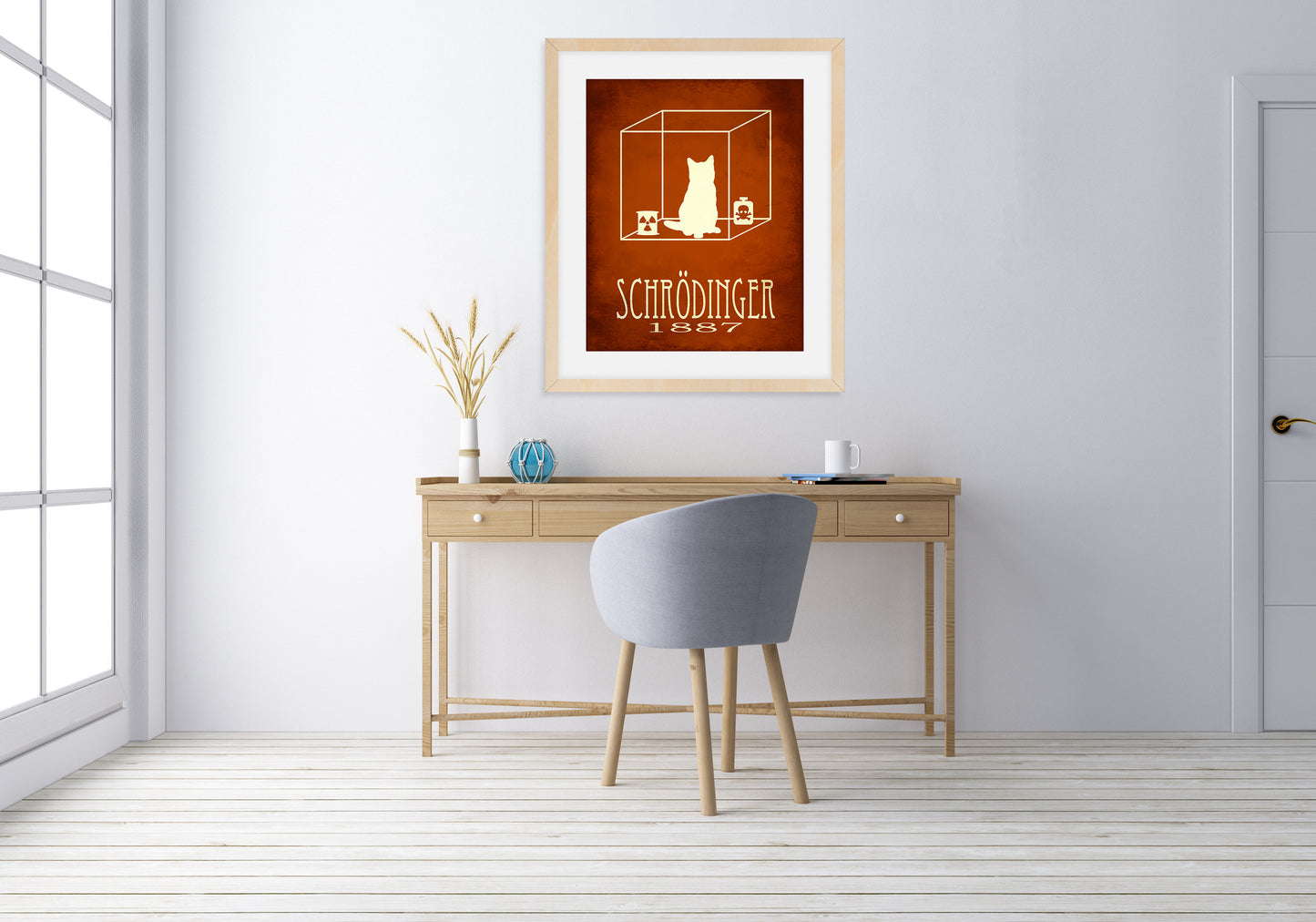 Erwin Schrodinger's Cat Art Print, Animal, Biology and Quantum Physics Decor
