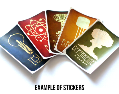 Rock Star Scientist Giant Pack of Stickers, Magnets, or Postcards, 70 Famous Scientists in History