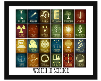 24 Women in Science Art Print, Inspirational STEM Classroom Poster
