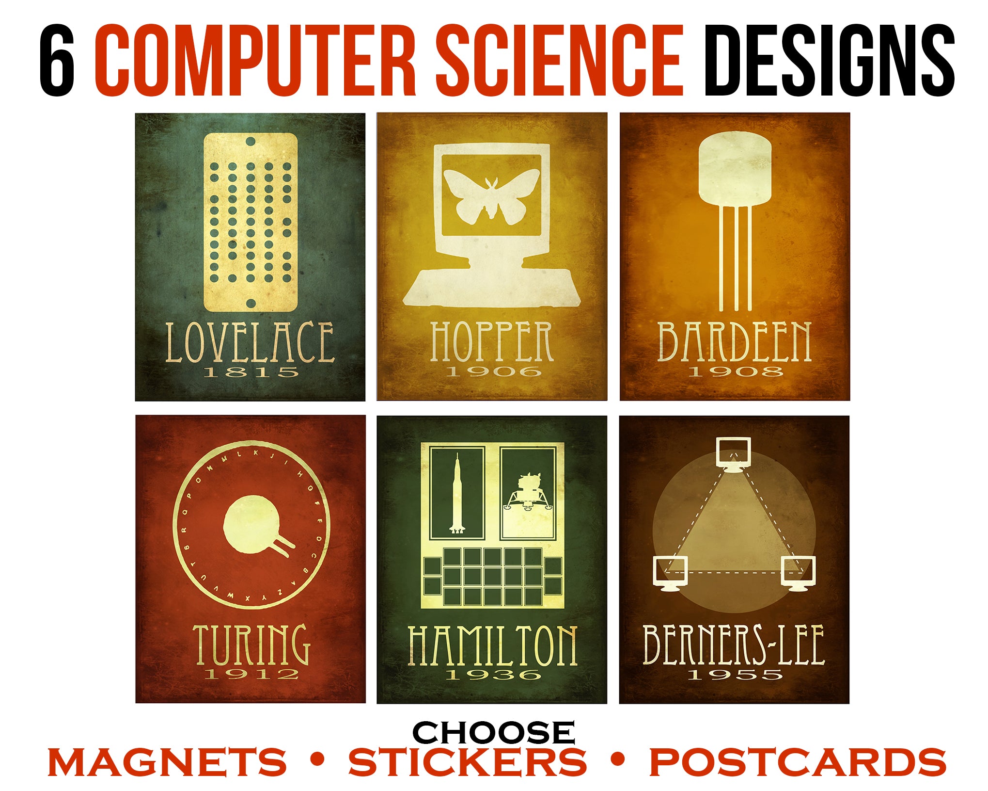 Computer Science Sticker Pack, Magnets or Postcards – Megan Lee Studio