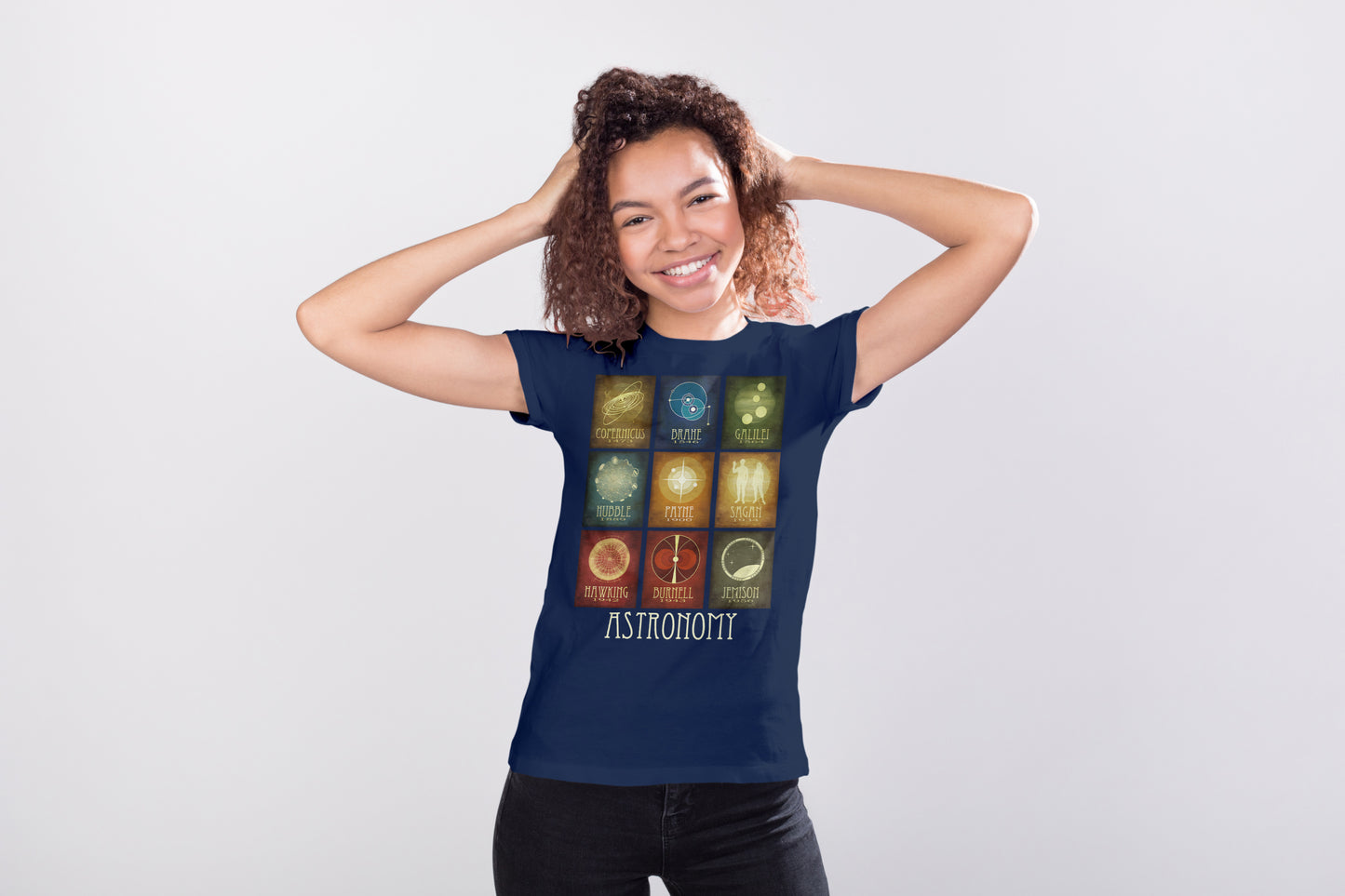 Astronomy T-shirt, Mosaic of 9 Astronomers in History