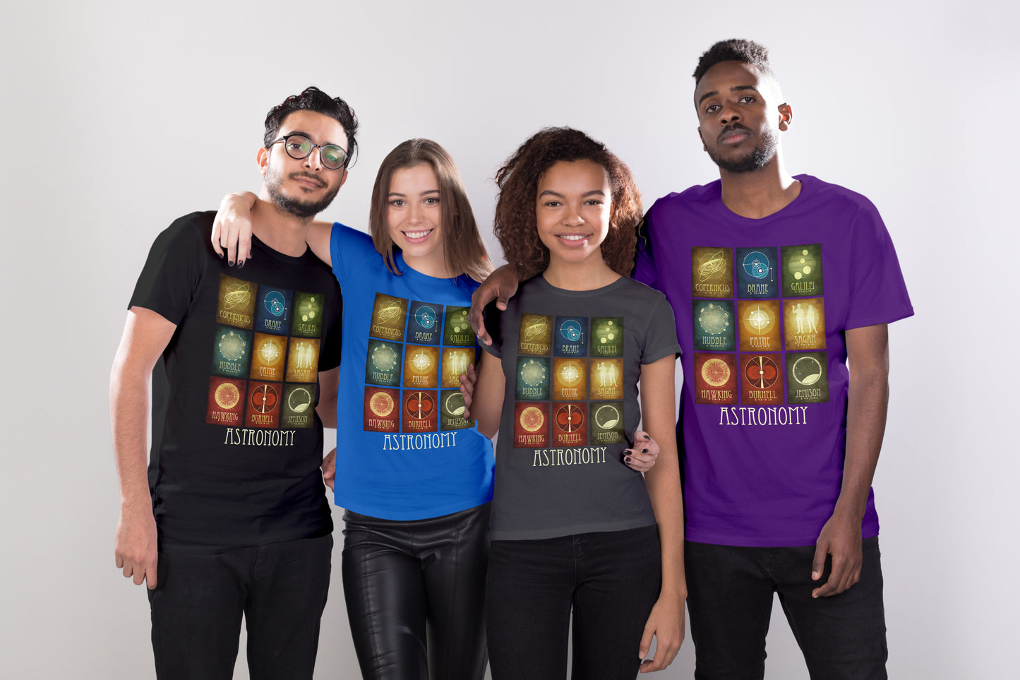 Astronomy T-shirt, Mosaic of 9 Astronomers in History