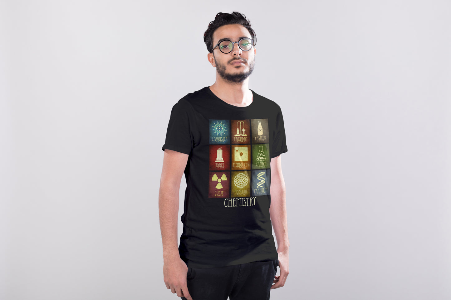 Chemistry T-shirt, Graphic Tee Mosaic of 9 Chemists