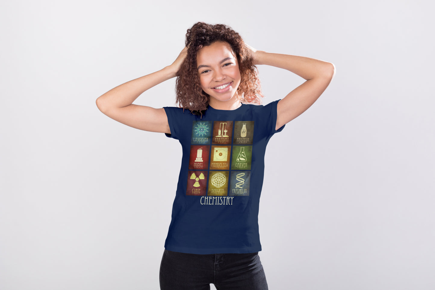 Chemistry T-shirt, Graphic Tee Mosaic of 9 Chemists