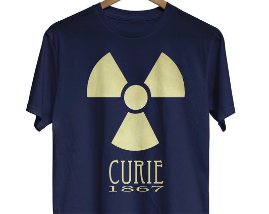Marie Curie radiation t-shirt for science teacher and chemistry or physics students