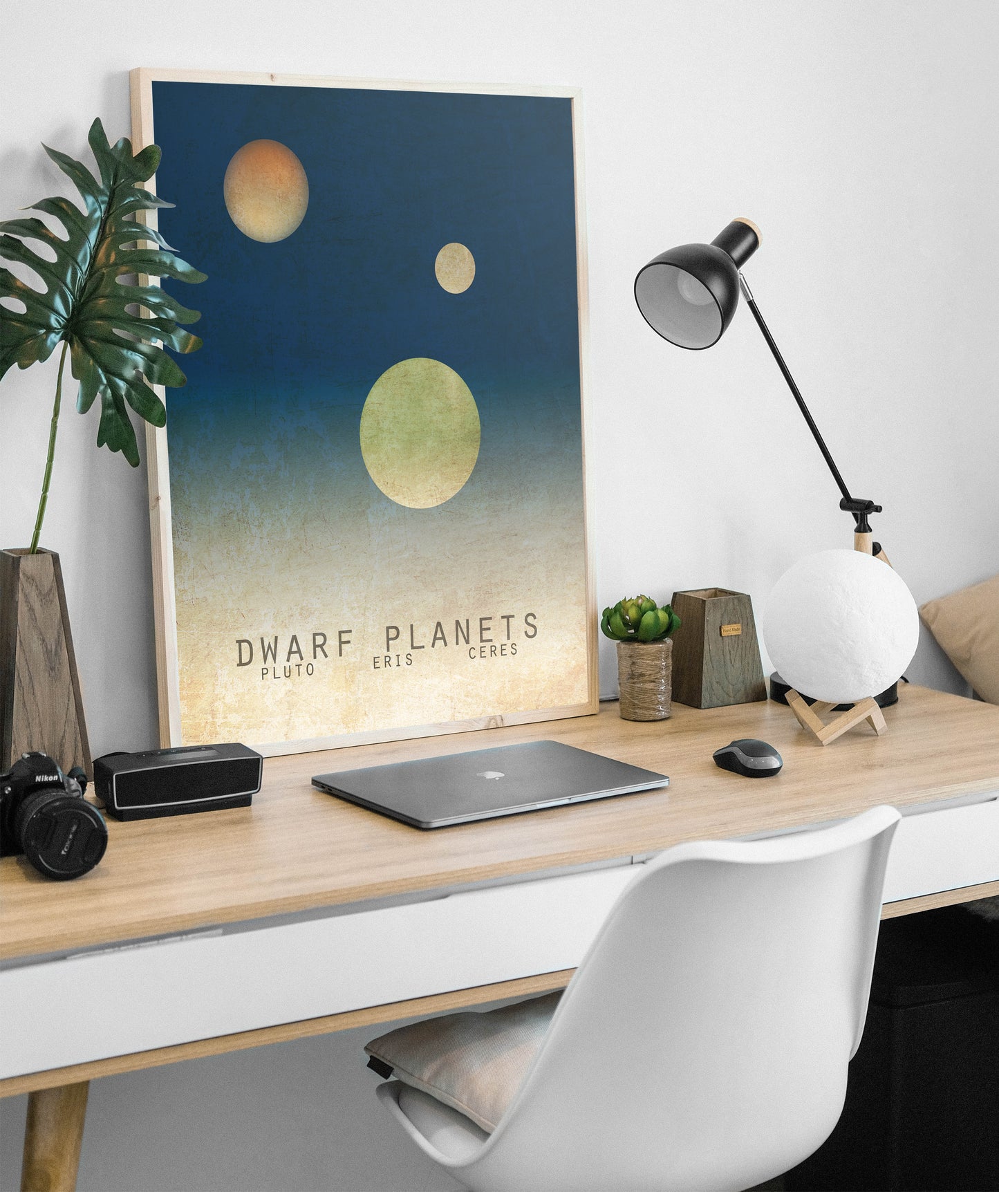 Pluto and Dwarf Planets Art Print, Solar System Outer Space Decor