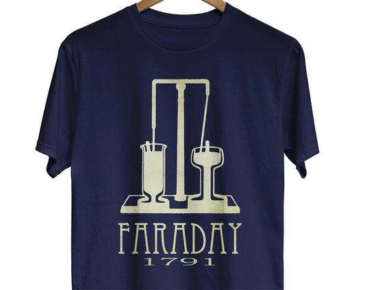 Michael Faraday science t-shirt with ilustration of an electromagnetic experiment for a chemistry student or physics teacher