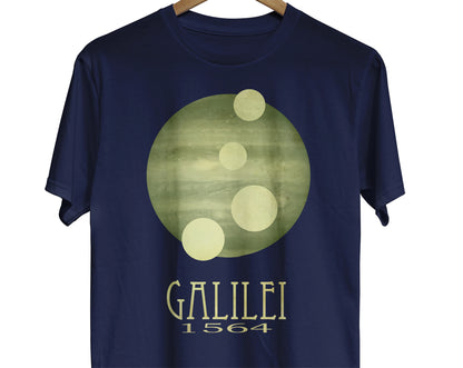 Galileo Galilei astronomy t-shirt showing jupiter and its moons