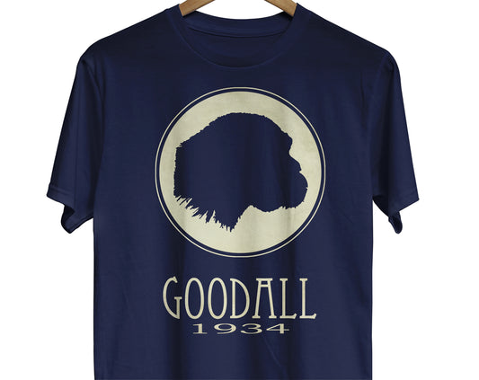 Jane Goodall zoology t-shirt with chimpanzee animal illustration