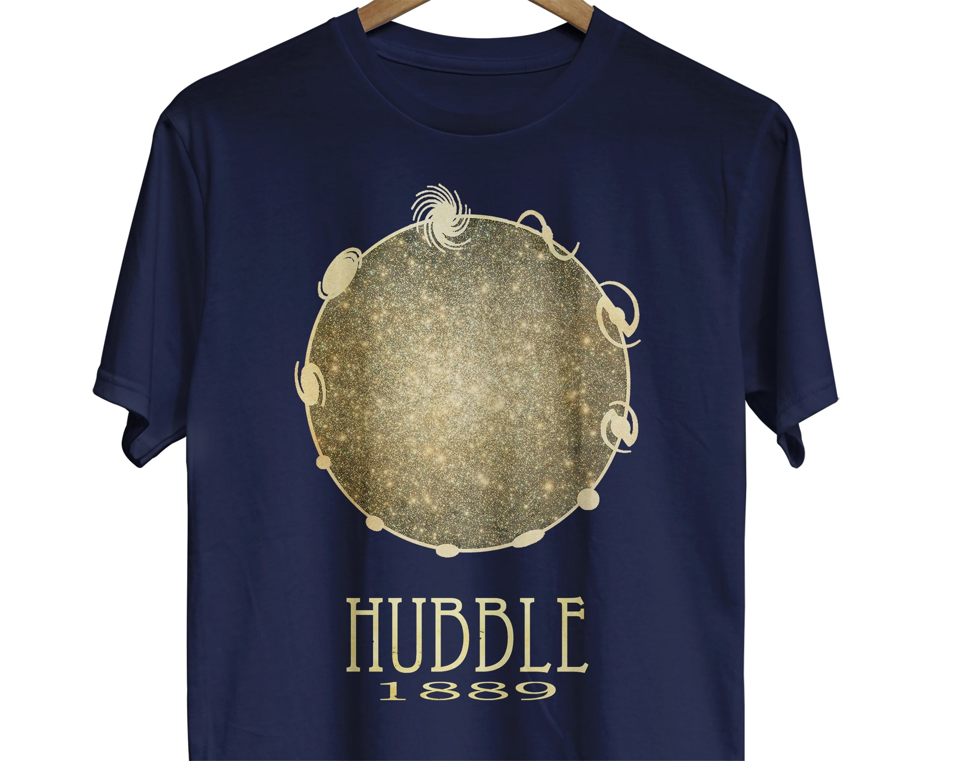 Edwin Hubble astronomy t-shirt with galaxy identification illustration