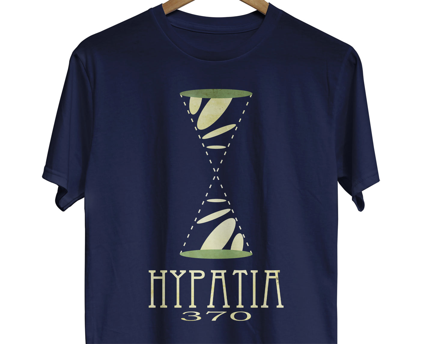Hypatia math t-shirt with conic sections illustration
