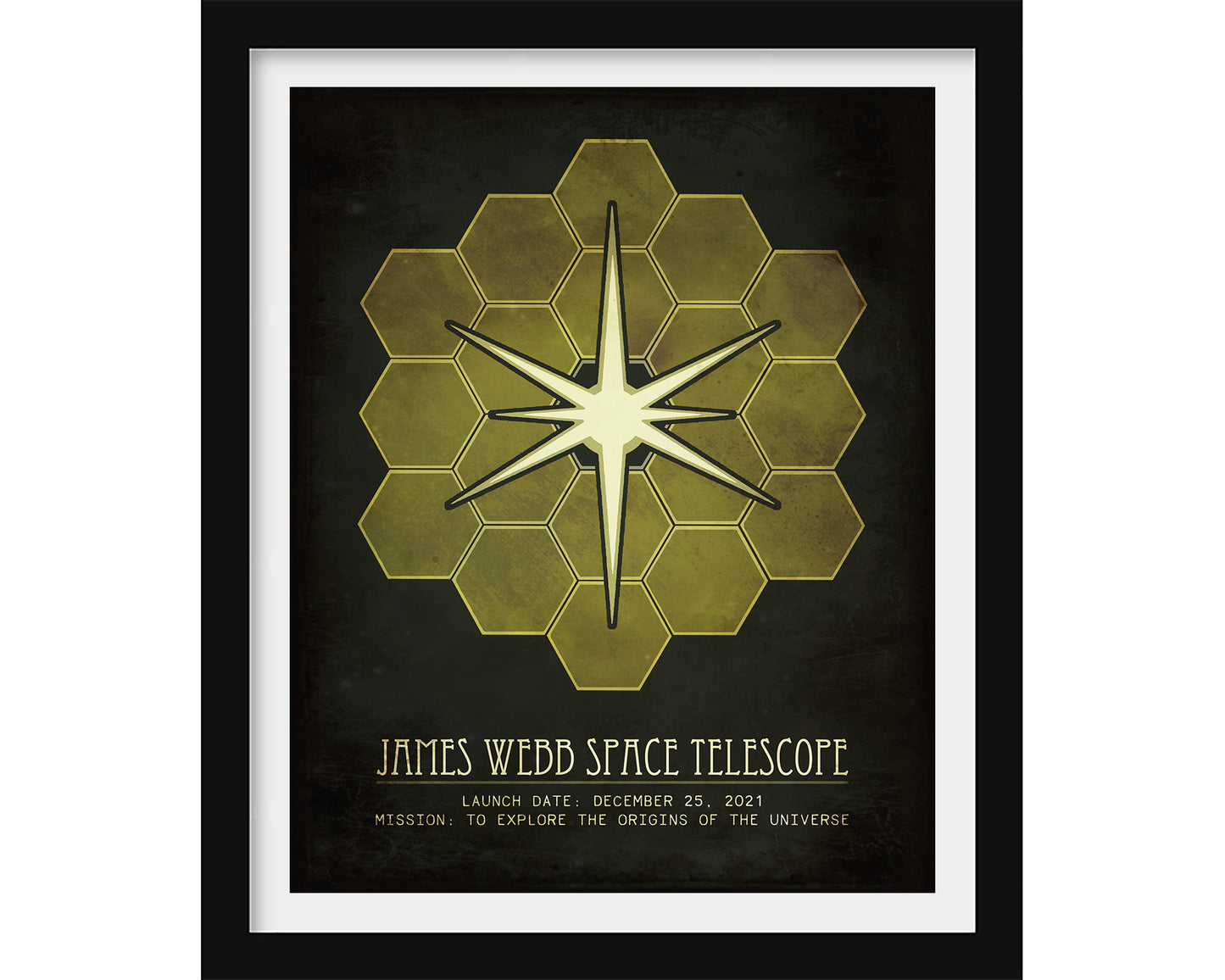 Stylish astronomy art print featuring the James Webb Space Telescope