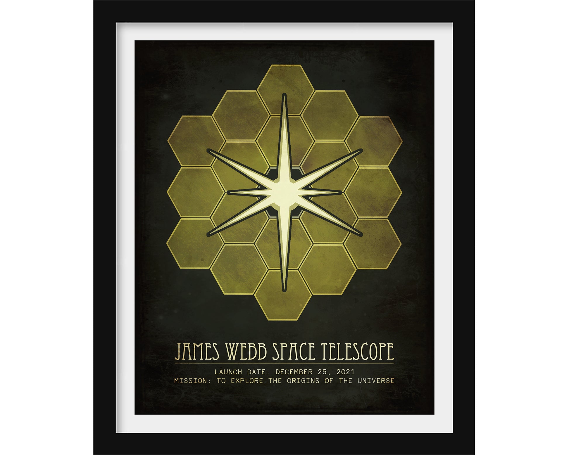Stylish astronomy art print featuring the James Webb Space Telescope