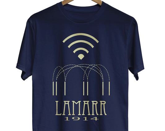 Hedy Lamarr science t-shirt representing the invention wifi 