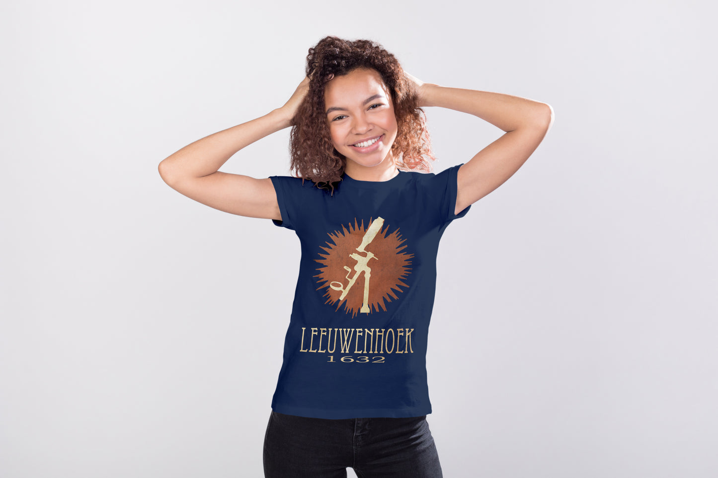 Leeuwenhoek Microbiology T-shirt, Microscope and Bacteria Graphic Tee