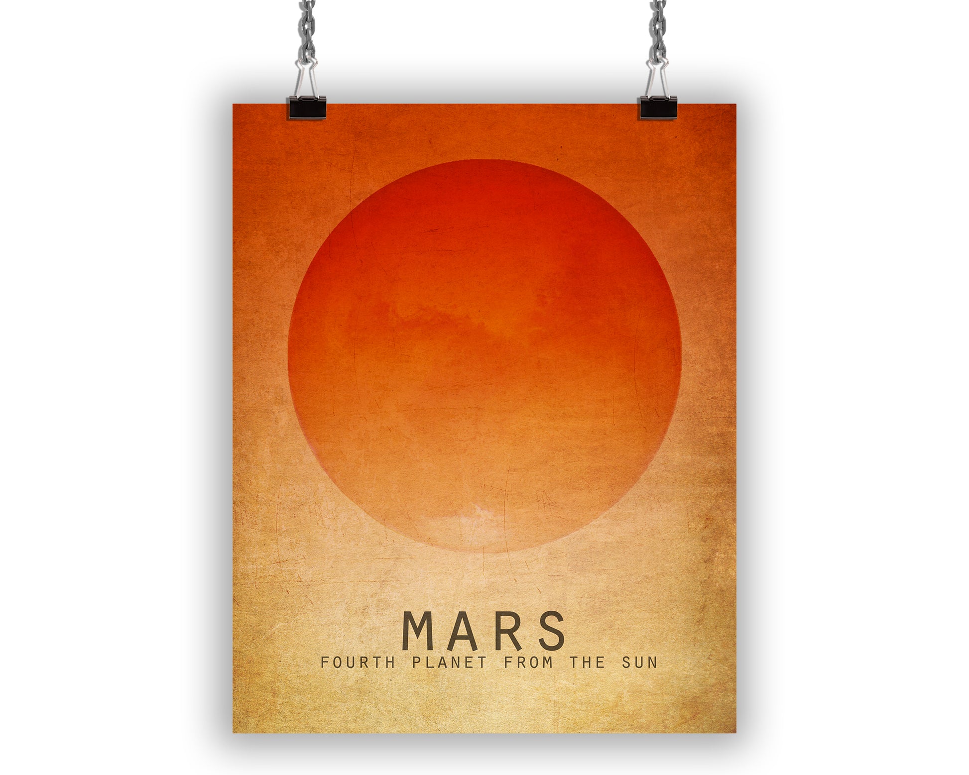 Art Print with minimalist red image of the planet mars