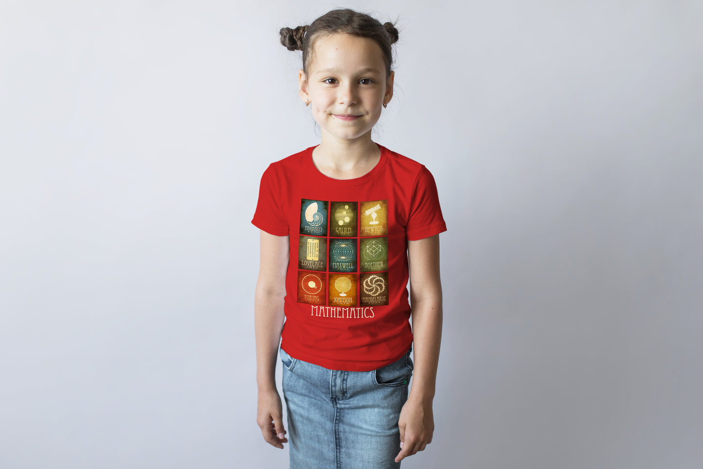 Math T-shirt, Graphic Tee with 9 Mathematicians in History