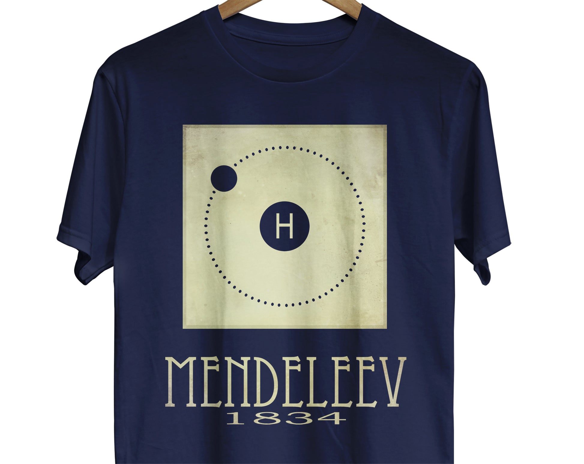 Dmitri Mendeleev chemistry t-shirt with period table of elements design