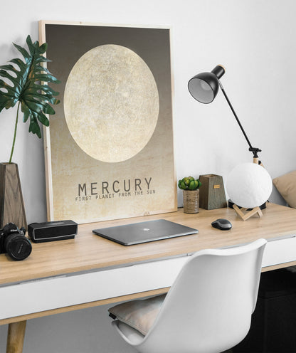 Mercury Planet Art Print, Solar System and Outer Space Decor