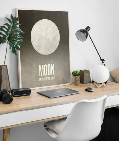 Moon Minimalist Lunar Art Print, Solar System and Outer Space Decor