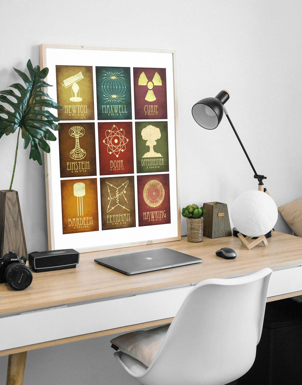 Physics Mosaic Art Print, 9 Physicists in History – Megan Lee Studio