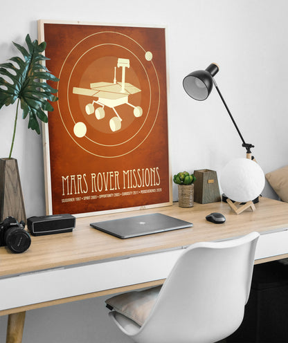 Mars Rover Missions Art Print, Astronomy and Outer Space Decor